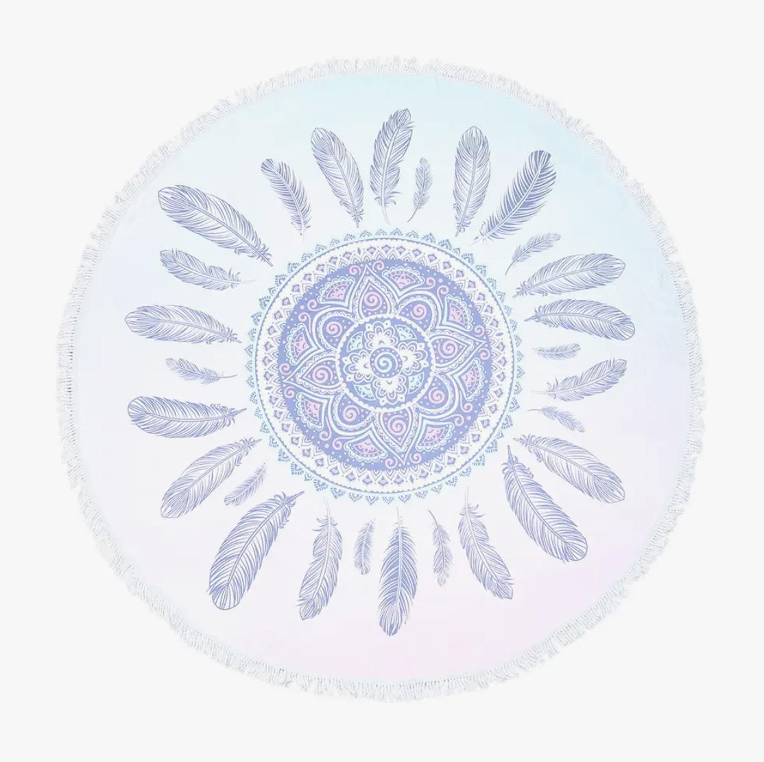 Mandala Feathers Microfiber Tapestry Blanket