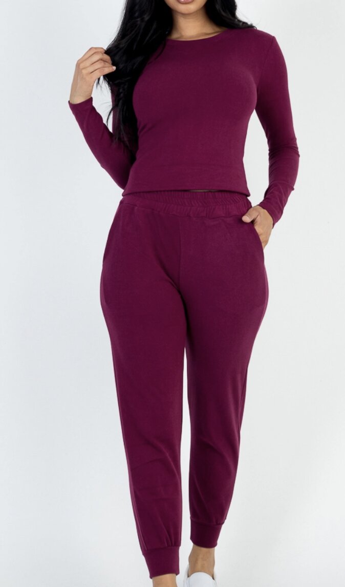 Taking A Break Ribbed Jogger Set