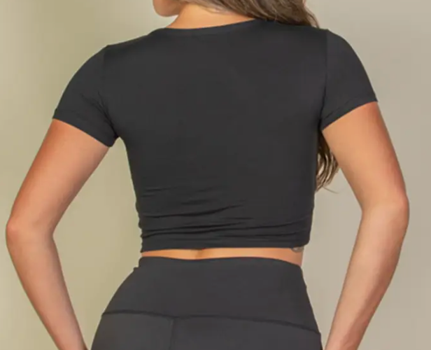 Basic Crop Top Crew Neck Tee