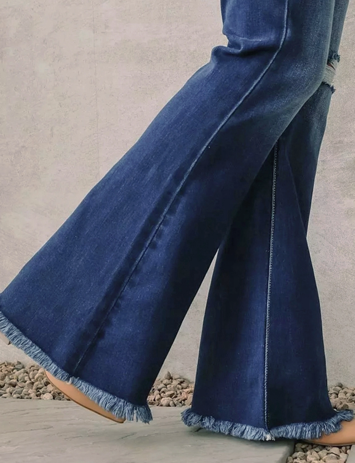 Dark Blue High Rise Stretch Flared Denim Jeans