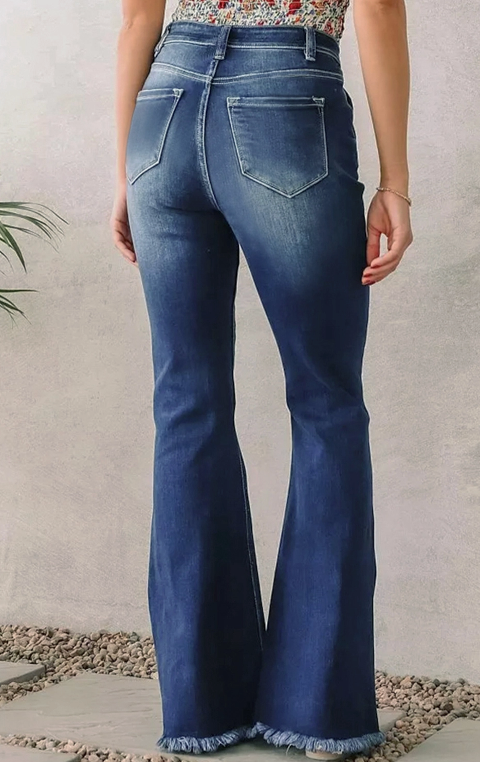 Dark Blue High Rise Stretch Flared Denim Jeans