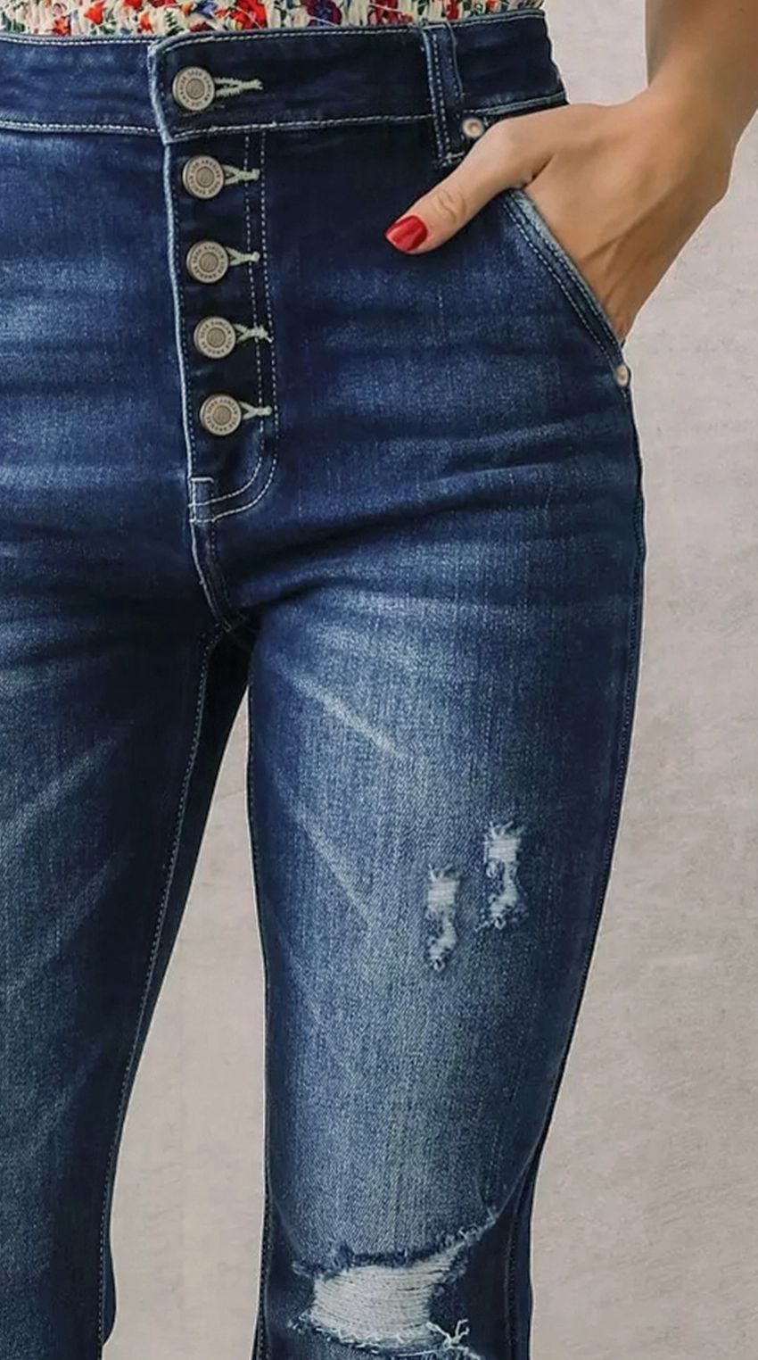 Dark Blue High Rise Stretch Flared Denim Jeans