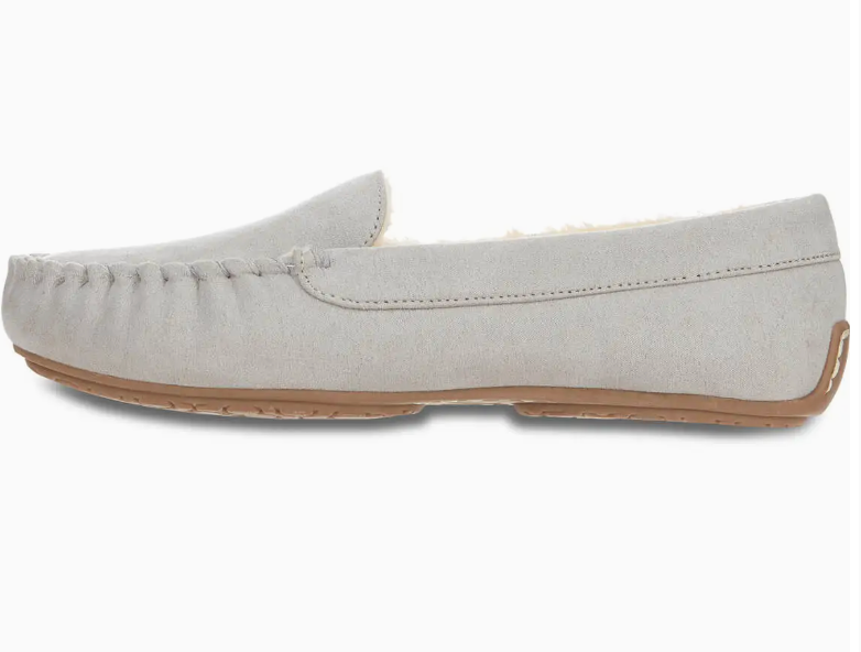 Women's Gray Memory Foam Faux Fur Moccasins