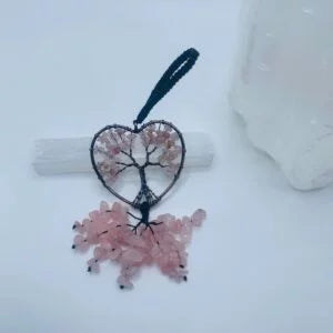 Mini Tree Of Life  - Rose Quartz Heart Shaped