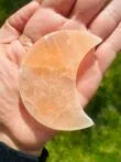 Peach Selenite Crystal Moon 