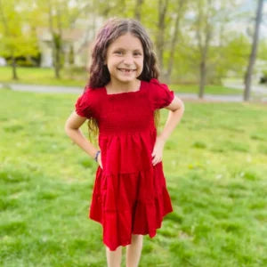 Girls Ruffle Dress - Red