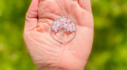 Rose Quartz Tree of Life Crystal Pendant