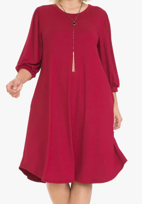 Long Sleeve Midi Dress With Pockets