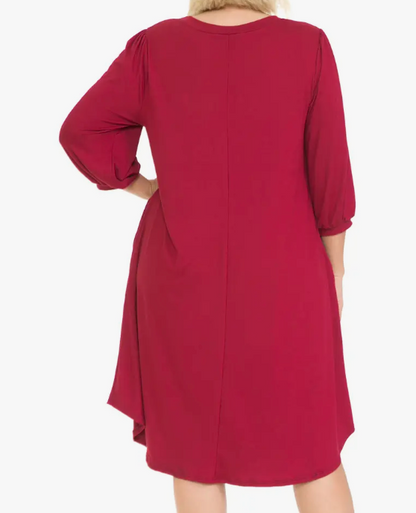 Long Sleeve Midi Dress With Pockets