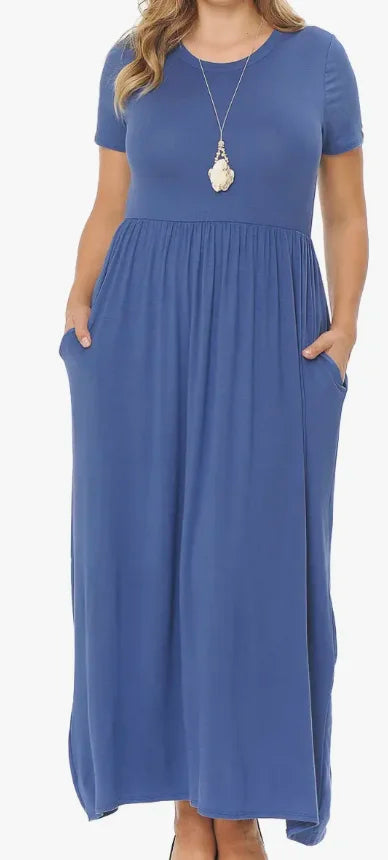 Short Sleeve Maxi Dress With Pockets