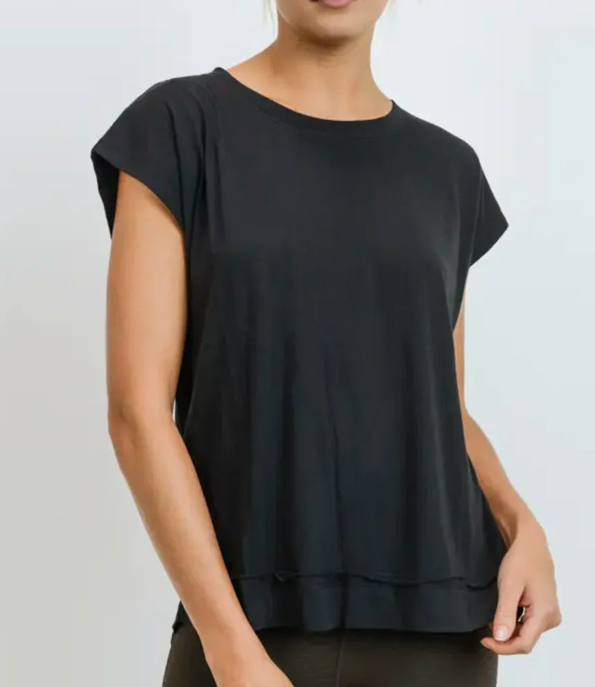 Short Sleeve Cut Out Back Top