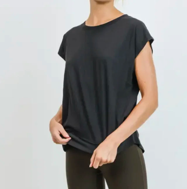 Short Sleeve Cut Out Back Top