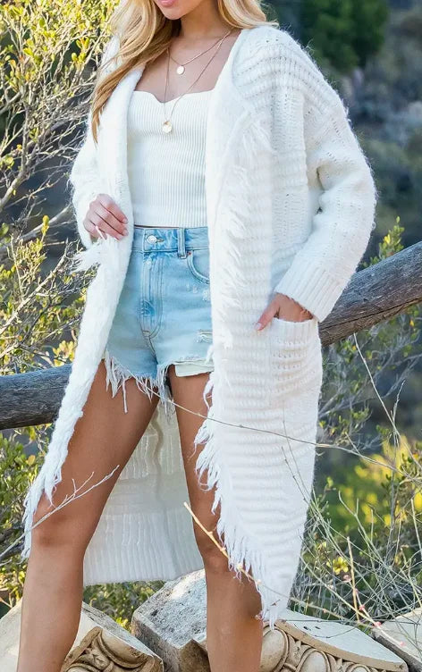 Boho Long Fringed Cardigan