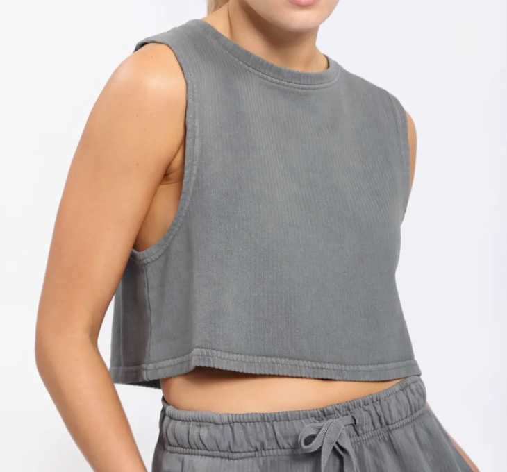 Mineral Washed Cropped Muscle Tank