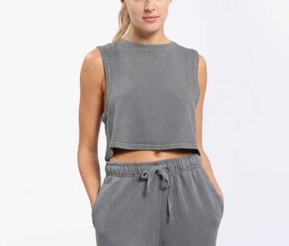 Mineral Washed Cropped Muscle Tank