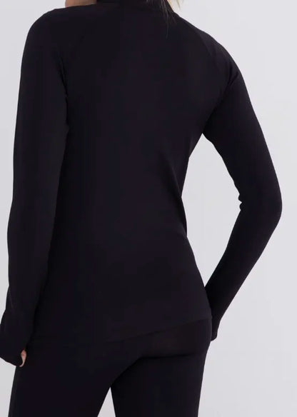 Jacquard Ribbed Mock Neck Active Top - Curvy