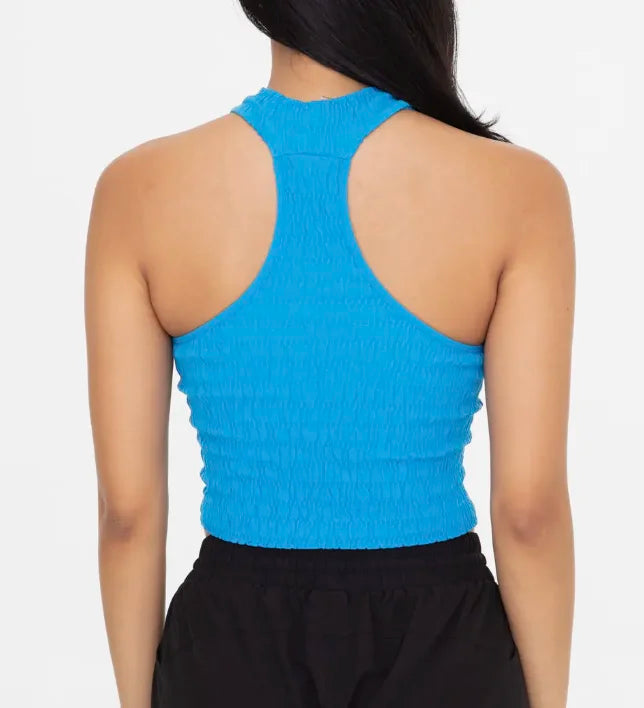 Halter Crop Top Racerback Smocked Tank