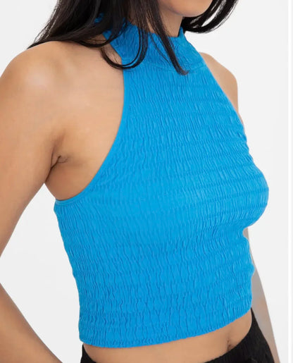 Halter Crop Top Racerback Smocked Tank