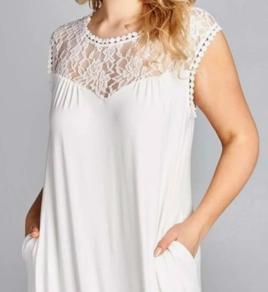 At First Sight Lace Midi Dress - Curvy