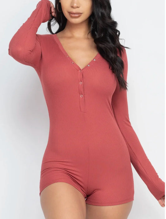 Falling For You Button Up Romper