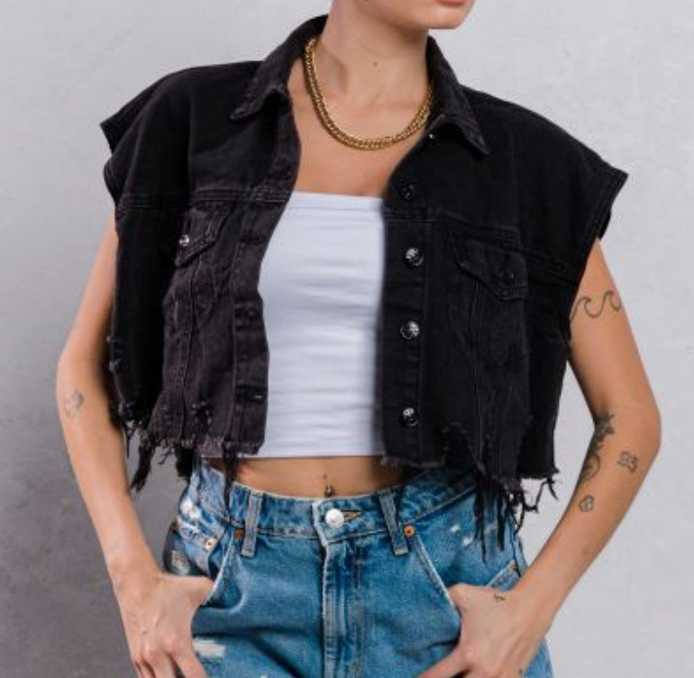 Alter Ego Distressed Denim Jacket Vest