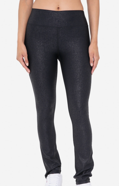 Faux Leather Foil Bootcut Leggings