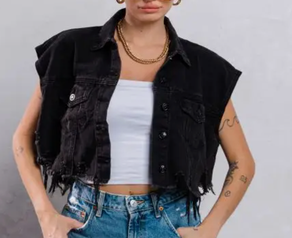 Alter Ego Distressed Denim Jacket Vest