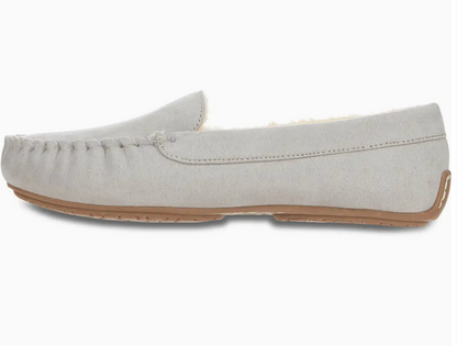 Women's Gray Memory Foam Faux Fur Moccasins
