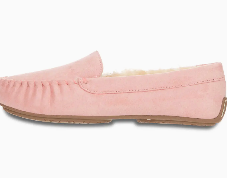 Women's Pink Memory Foam Faux Fur Moccasins