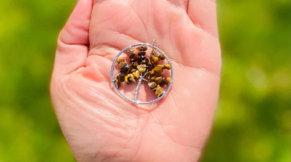 Tigers Eye Tree of Life Eye Crystal Pendant